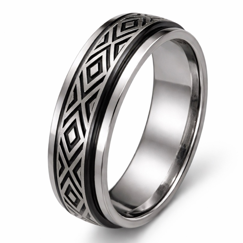 Stainless Steel Spinner Ring Geometric Band Fidget Anxiety Ring